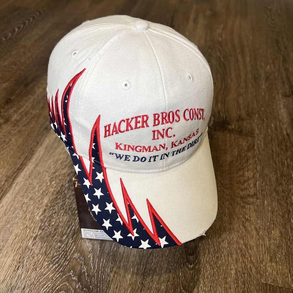 Vintage 90s Y2K Flame Fire Hat White USA Flag‎ Jesse Pinkman Racing Cyber Tech